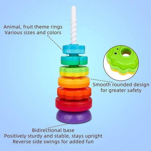Montessori Toys for 1+ Year Old - Educational Stacking & Spinning Baby Toys for Toddlers 1-3, Christmas Birthday Gift