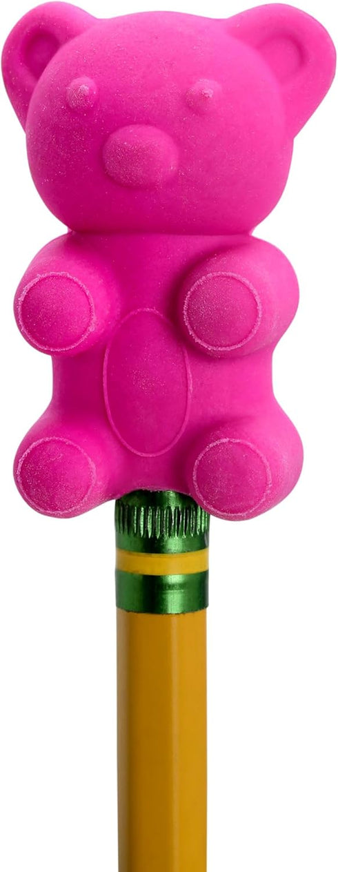 iscream Yummy Gummys 9-Piece 3D Gummi Bear Eraser Set - Mini Tin in Pink, Purple & Blue