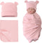 PESAAT Cotton Baby Swaddle Hat Set Newborn Infant Hats Receiving Blankets for