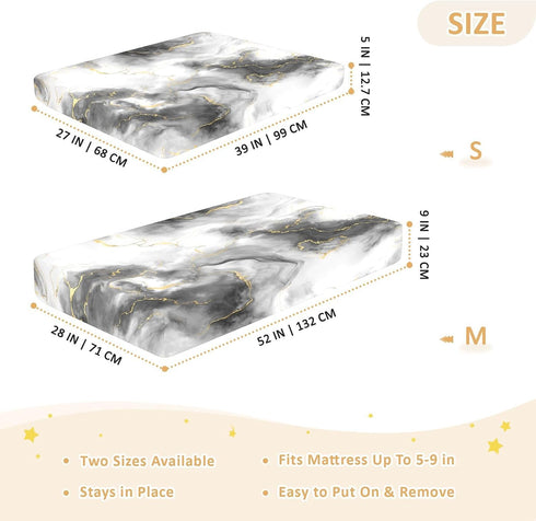 Bseiialft 52 28 White Black Marble Art Crib Sheets for Boys Girls Soft and Breathable Cotton Baby Sheets for Standard