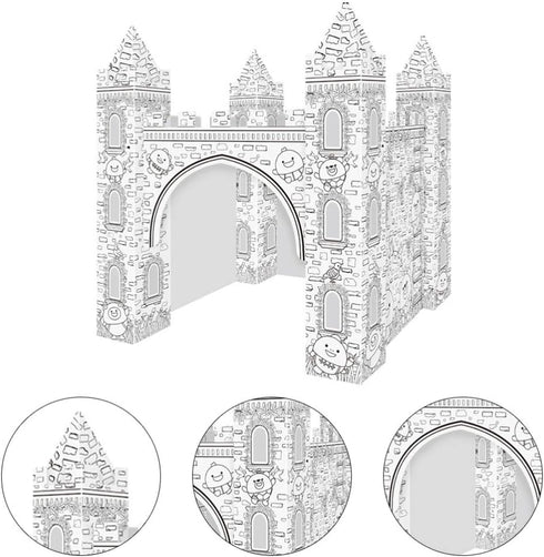 1 Set 3D EXCEART Colorizing Castle Paper Fairy Tale Castle Paintable Cardboard Castle Kids Art Craft Supplies