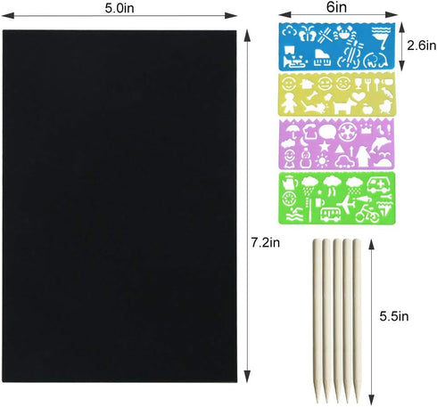 pigipigi Scratch Paper Art for Kids, 60 Pcs Magic Rainbow Scratch Paper Off Set Crafts Supplies Kits
