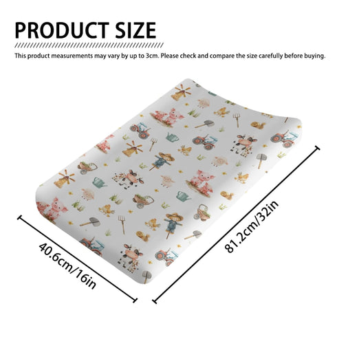 KuphiL10C Girls-16x32 Cartoon Farm Animals Cow Chicken Pigs Sheep Farm Life Tractor Baby Changing Pad Cover,Unisex Farm