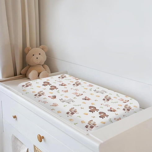 Country 32''16'' Cute Farm Animals Baby Changing Pad Covers for Boy Girl Rooster Horse Goat Duck Pig Fitted Changing
