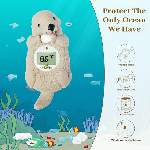 Baby Bath Thermometer for Infants, Digital Water Thermometer for Bathtub, Safety Floating Toy (Otter-OWN)