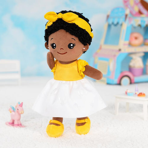 OUOZZZ Soft Black Baby Dolls for Girls - First African American Plush Rag Doll, Sleeping Cuddle Buddy Toy 12"