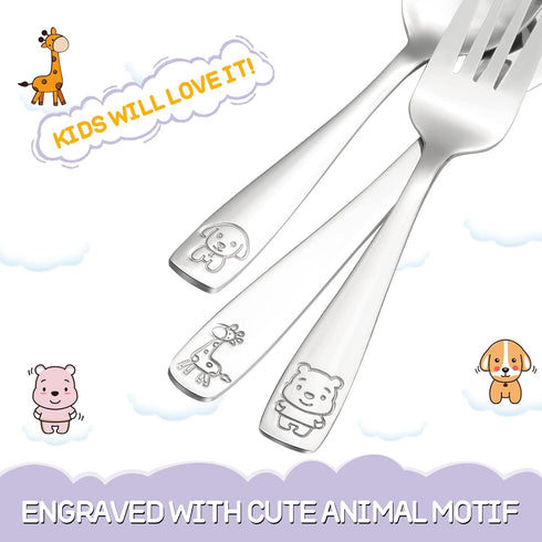 VITEVER 12-Piece Toddler Utensils - Stainless Steel Kids Silverware Set, Safe Forks, Spoons, and Knives
