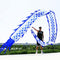 19.6 FT Silk-Like Blue Dragon Poi, Flinging Dragon Spiral Practice Ribbon Streamer with 90 cm Handstick Rod + Travel