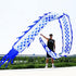 19.6 FT Silk-Like Blue Dragon Poi, Flinging Dragon Spiral Practice Ribbon Streamer with 90 cm Handstick Rod + Travel