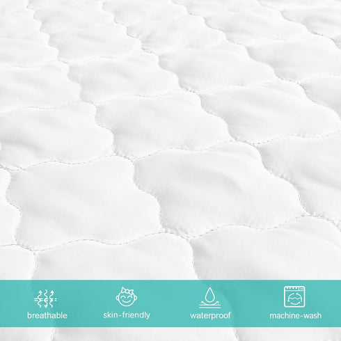 100% 52" 28" Crib Mattress Protector Sheets Fitted Waterproof Crib Mattress Pad Cover, Noiseless & Machine Wash