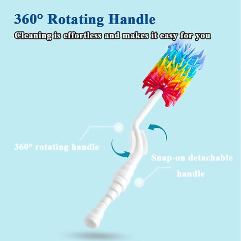 360 Rayhee Bottle Brush Cleaner-Baby Milk Bottle Cleaner Soft Silicone Bottle Brusher / Degree Rotating Long Handle