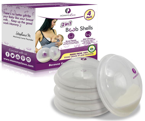 Mommyz Love Breast Shells & Milk Catcher for Breastfeeding No Plugs -