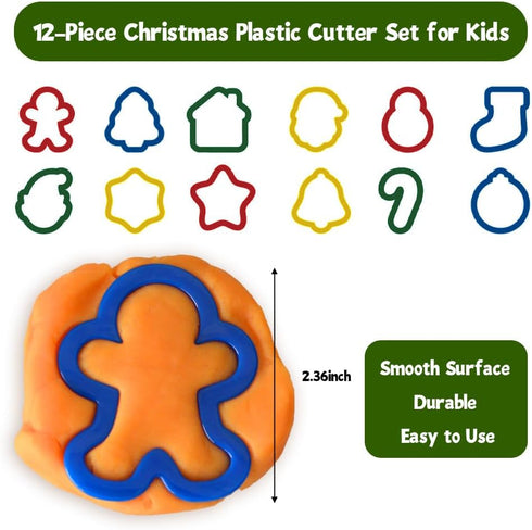 Waybla Set 12 12 2oz Christmas Modeling Dough Colors, Holiday Theme Plastic Cutters, per Cup, DIY Craft Kit for Kids