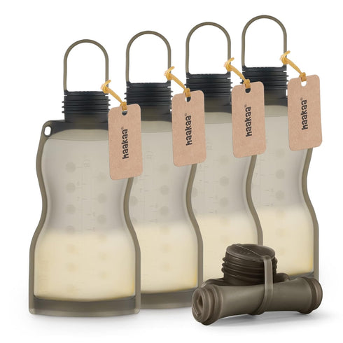 haakaa Silicone Breast Milk Storage Bag 9 oz- Reusable Milk Collector Freezer