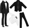 BARWA 3pc Doll Clothes Black Tuxedo Suit with Tie, White Shirt, Pants, Jacket for 12 inch Boy Doll