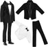 BARWA 3pc Doll Clothes Black Tuxedo Suit with Tie, White Shirt, Pants, Jacket for 12 inch Boy Doll
