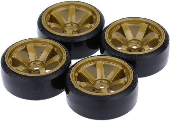 GoolRC 4PCS/Set Hard Tyre Replacement for 1/10 Drift Car, Compatible with Traxxas HSP Tamiya HPI Kyosho (Army Green)