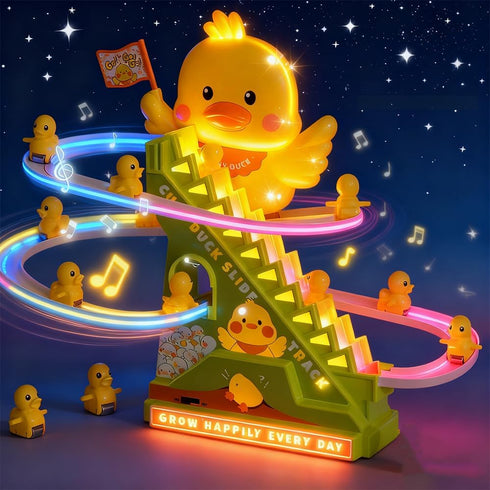 RCOOS Set Duck Climbing Toy Electric Light Slide Climbing Toys for Automatic Stairs,Playful Santa Race Game Christmas
