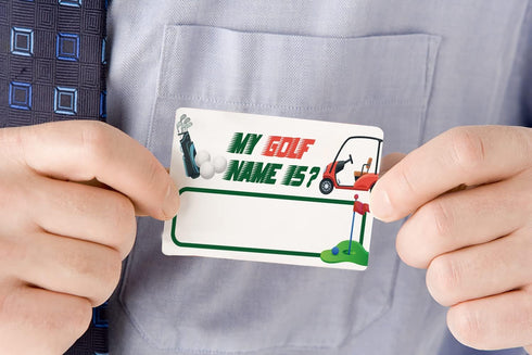 What's Your Golf Name Game, 1 Golf Theme Sign and 50 Name Tag Stickers for Baby Shower and Birthday
