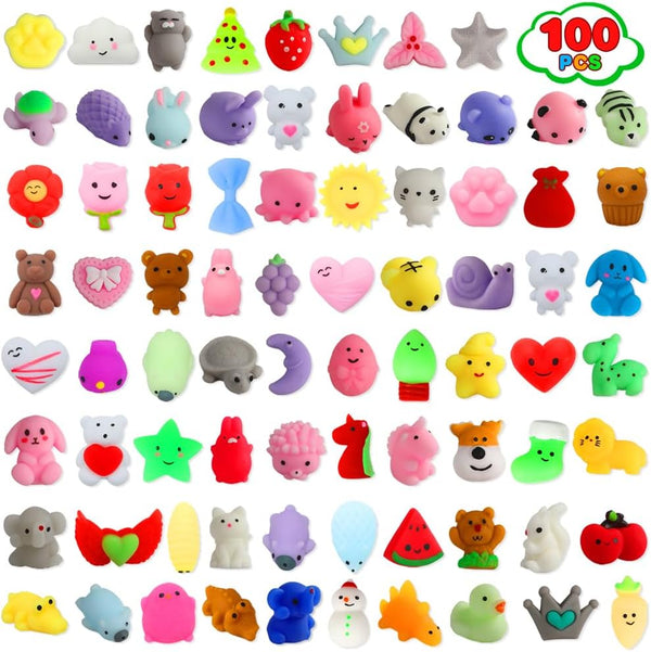 100 Pack Squishies Toys, Tiny Mochi Squishy Fidget Toys Random Bulk Party