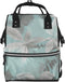 FHEDVBN Mint Gray Leaves Diaper Bag Backpack for Women Multifunction Waterproof Mummy Backpacks