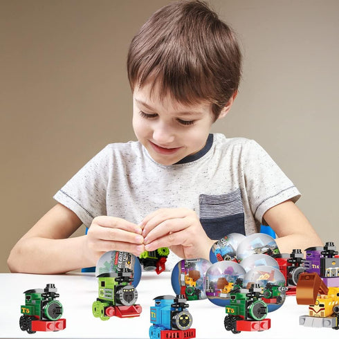 UMEELR Building Blocks, 12PCS Train Toys Surprise Eggs Sets, Easter Egg Train Building Blocks for Kids, Easter Gift, Party Prizes, Baby's First Birthday, Ages 2+