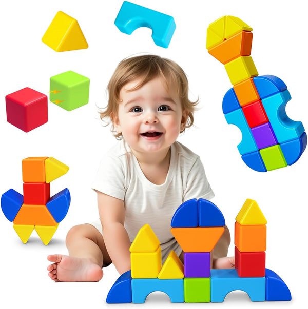 Pairez Toys Magnetic Building Blocks, Large Magnetic Stacking Blocks for Toddlers, 1.65