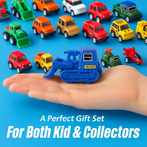 36 Set Pieces Pull Back Cars and Trucks Toy Mini Pocket Vehicles, Fighter Jets, Construction, Race Cars & Military Toys