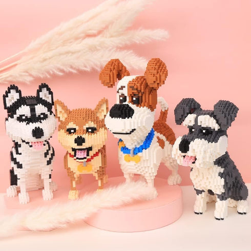 Building Block Dogs - 2100 Pieces Micro Mini Block Animal Dog Set for Kids or Adults, DIY 3D Block Toy