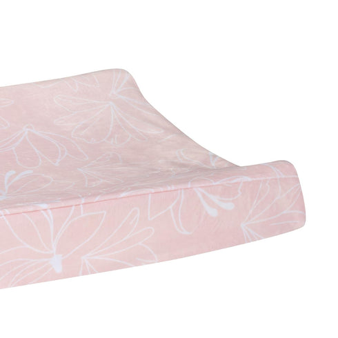 Soft Pink & White Floral Baby Changing Pad Cover by Lambs & Ivy