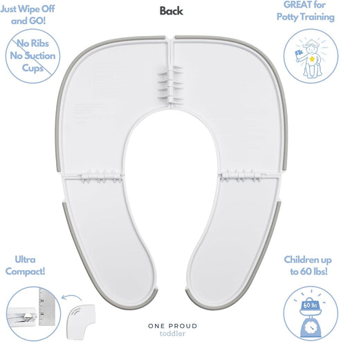 No-Pinch One Proud Toddler Premium Travel Potty Seat Compact, Non-Slip, Made in USA Seat, Locking Hinges, Easy