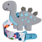 1 Soft Dinosaur Teether for Babies and 1 Baby Pacifier Clip, Silicone Chew Toys for Baby Girl Boy, Valentines Day Gifts