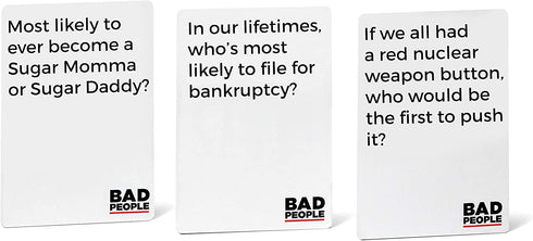 BAD PEOPLE Party Game - White Expansion with 100 New Question Cards for Hilarious Adult Game Nights
