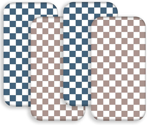 FIGEPO 4 Pack Checkered Bassinet Sheets Neutral Breathable Fitted Baby Sheets Nursery Sheets