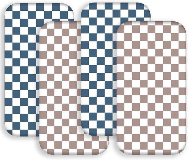 FIGEPO 4 Pack Checkered Bassinet Sheets Neutral Breathable Fitted Baby Sheets Nursery Sheets