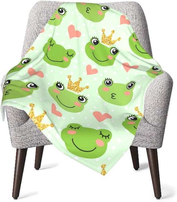 Cute Frogs Prince Baby Blankets - Soft Warm Fuzzy Plush Bed Throw for Newborn Infant Toddler Girls Boys Kids, 30"x40"