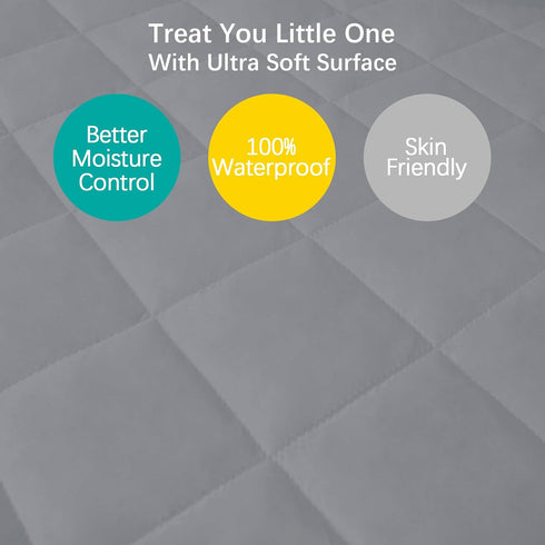2 Pack 38" 24" Mini Crib Mattress Protector Sheets Fitted Waterproof Mini Crib Mattress Protector Pad Cover Gray