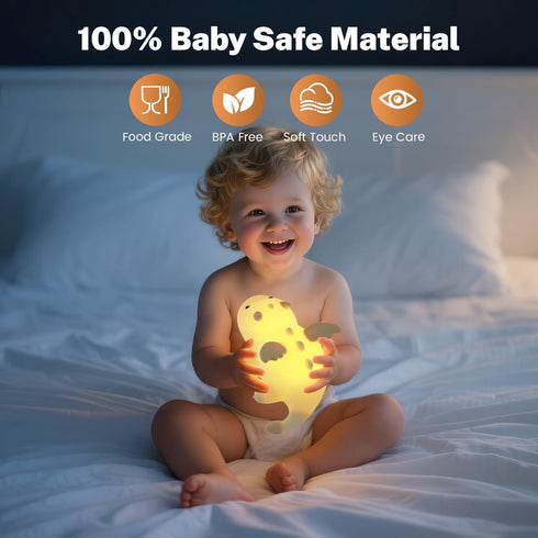 10 AVEKI Cream Dragon Night Light, Cute Baby Dragon Lamp Gifts for Kids, Modes Adjustable Soft Silicone Baby Night