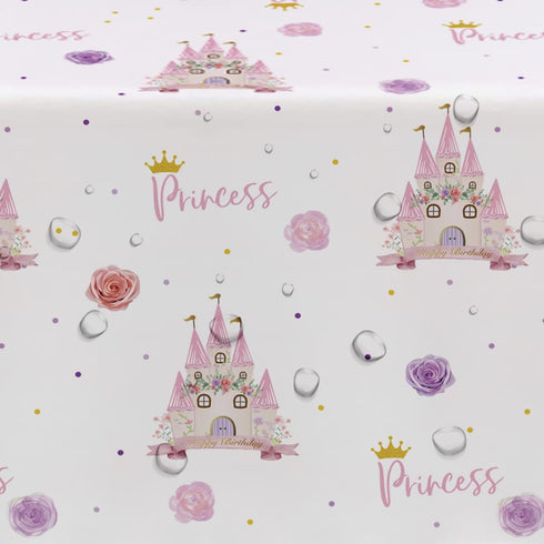HIPVVILD 3 Pack (54in 108in) Princess Tablecloth Girl - Disposable Princess Party Table Cover for Birthday Baby Shower
