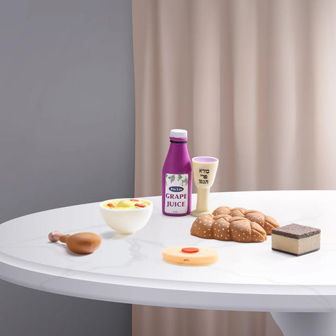 Set Rite Lite My First Shabbat Play Food - Jewish Kids Gift, Pretend Play Judaica Toy - Includes Challah, Grape Juice