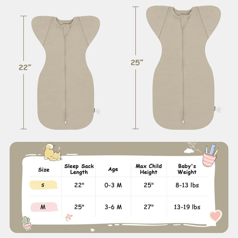 0.5 13-19 lbs, MEXXI Swaddle Baby Sleep Sack with Arms Up, Baby Transitional Swaddle with Double Zipper, TOG, M