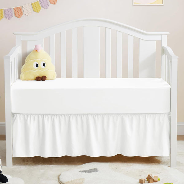 Horbaunal 2 Pack Crib Skirt & Crib Bed Sheet Set, White Crib