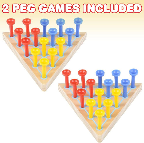 Gamie Peg Game Triangle Set of 2, Fun Board Games for Kids and Adults, Made of Wood and Plastic Learning Toys