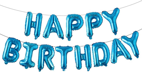 Happy Birthday Balloons, Aluminum Foil Banner Balloons for Birthday Party Decorations (Starry Blue)