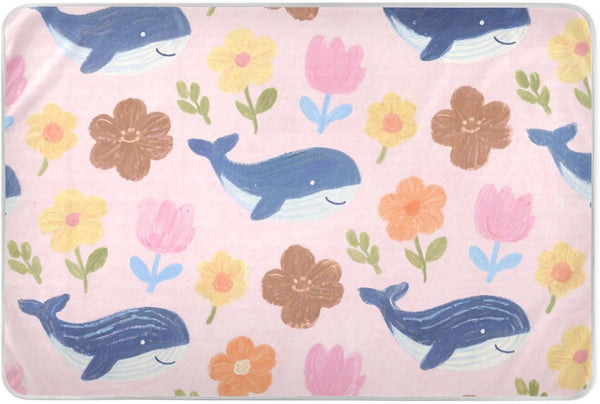siphylline Cute Cartoon Blue Whale Flowers Extra Large Resuable Potty Training Pad Waterproof