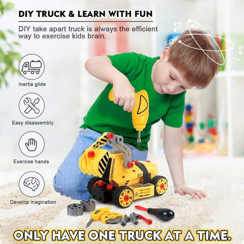 FLY2SKY 7 in 1 Take Apart Toys for Boys Ages 3-8, Electric Drill Construction Set, DIY Engineering Building Toy Gift