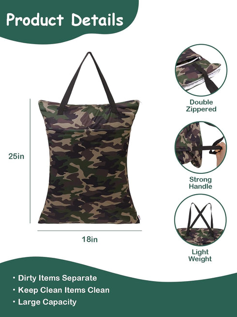25x18 inches HL-LW28 ALVABABY Large Wet Dry Bag Waterproof Hanging Cloth Diaper with Double Zippered Pockets Laundry