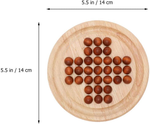 TOYANDONA Wooden Solitaire Game - Strategy Chess Board with Marbles for Students, Adults, and Children