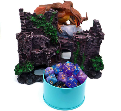 DND Blue Purple Glitter Dice Set for Dungeon and Dragons, D&D RPG Table Games, Polyhedral Dice