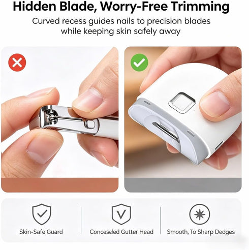 U ANNPER Trimmer Automatic Electric Nail Clipper with Nail Scraps Storage USB Rechargeable Safety Fingernail
